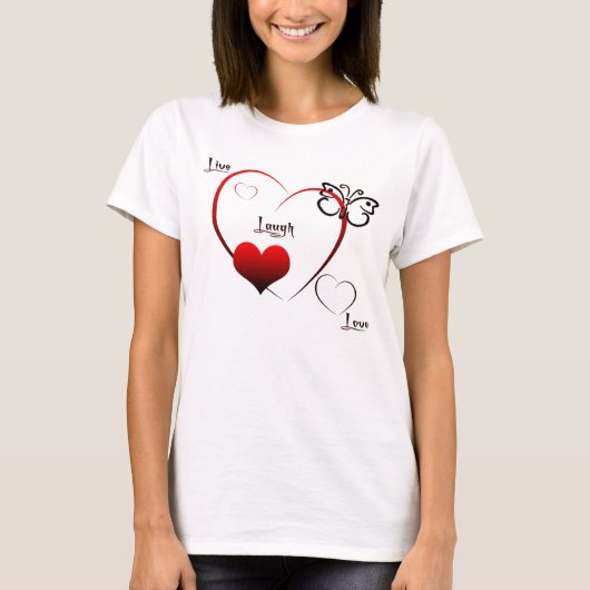 Live, lacht, liefde Baby Doll T-shirt (Voorkant)