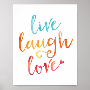 Live lacht liefde voor waterverf typografie print