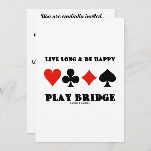 Live lang en geniet van Happy Play Bridge Vier Car Kaart (Voorkant / Achterkant)