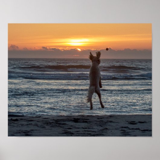 "Live Large" Beach Sunset Poster (14 x 11 inch) (Voorkant)