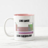 Live Large Love Chemstry Periodic Table Elements Tweekleurige Koffiemok (Links)
