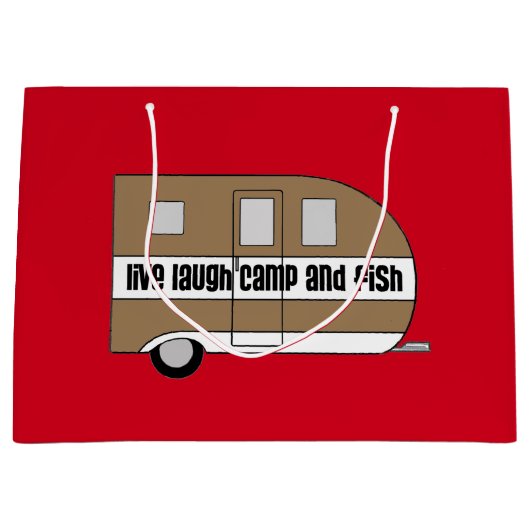 "Live, Laugh, Camp and Fish" Large Cadeautasje (Voorkant)