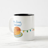 Live Laugh Cozonac Romanian String lights Tweekleurige Koffiemok (Voorkant links)