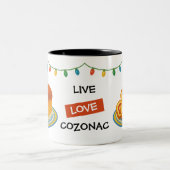 Live Laugh Cozonac Romanian String lights Tweekleurige Koffiemok (Center)