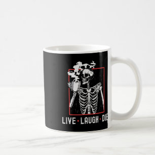 Live Laugh Die Funny Halloween Coffee Skeleton Dad Koffiemok