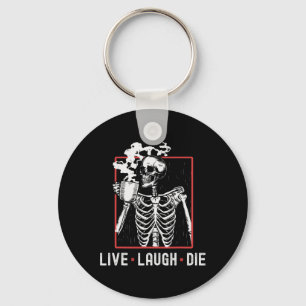 Live Laugh Die Funny Halloween Coffee Skeleton Dad Sleutelhanger