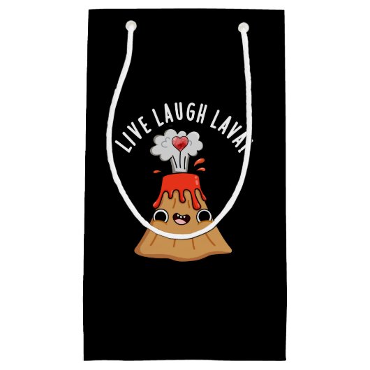Live Laugh Lava Funny Volcano Pun Dark BG Klein Cadeauzakje (Voorkant)