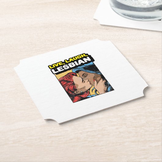 Live Laugh Lesbian Kartonnen Onderzetters (Gekanteld)