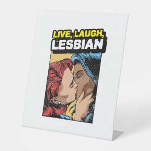 Live Laugh Lesbian Reclamebord Met Voetstuk