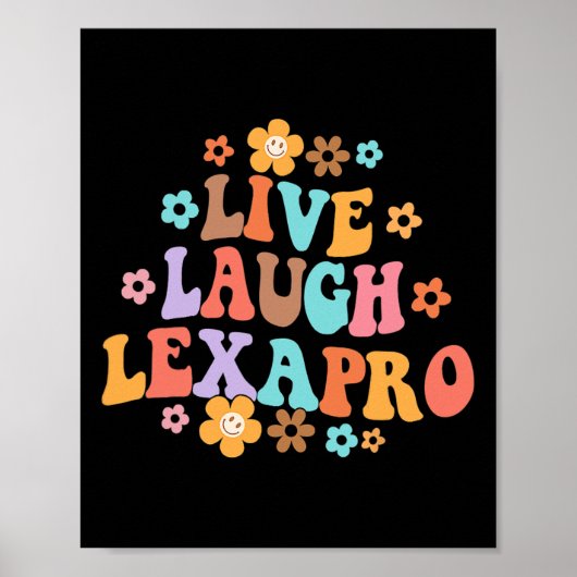 Live Laugh Lexapro Groovy Mental Health Therapist Poster (Voorkant)