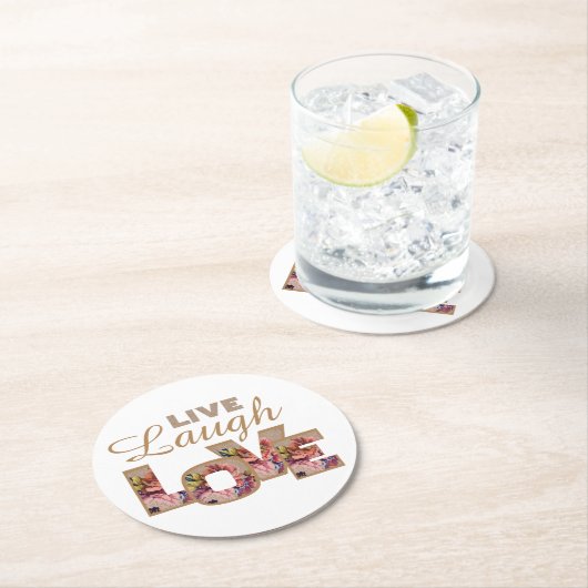 Live, Laugh, liefde Ronde Kartonnen Onderzetter (Insitu)