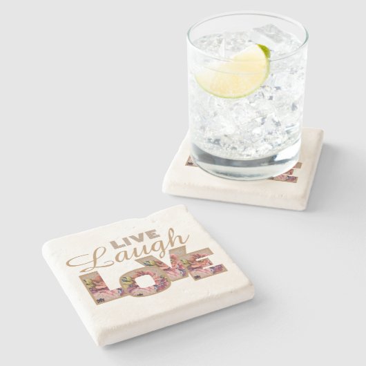 Live, Laugh, liefde Stenen Onderzetter (Zijkant)