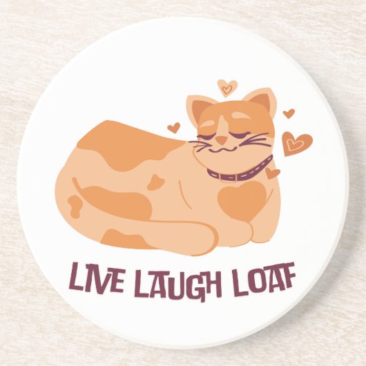 Live Laugh Loaf Cat Coasters Zandsteen Onderzetter (Voorkant)