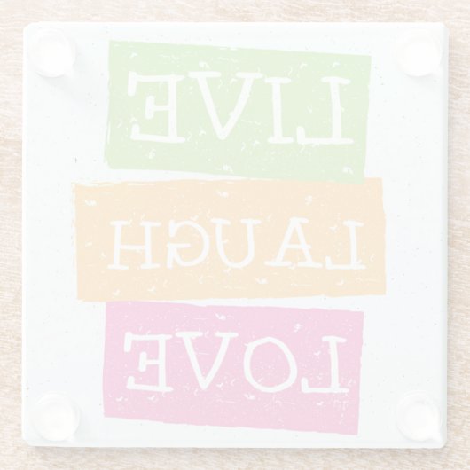 Live Laugh Love 2 Glazen Onderzetter (Achterkant)