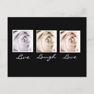 Live, Laugh, Love 3 rozen briefkaart
