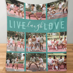 Live Laugh Love 9 Photo Collage Fleece Deken