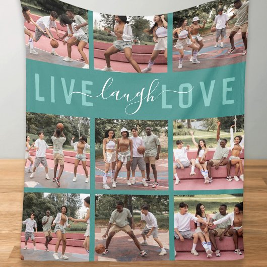 Live Laugh Love 9 Photo Collage Fleece Deken