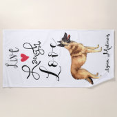 Live Laugh Love a Belgische Malinois Beach Towel Strandlaken (Voorkant)