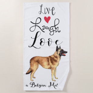 Live Laugh Love a Belgische Malinois Beach Towel Strandlaken