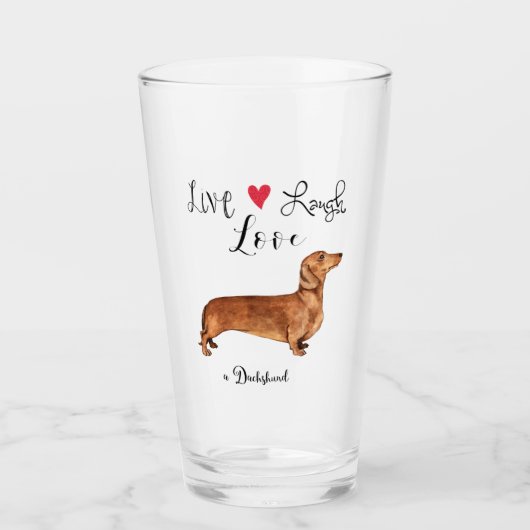 Live Laugh Love a Dachshund Glass Glas (Voorkant)