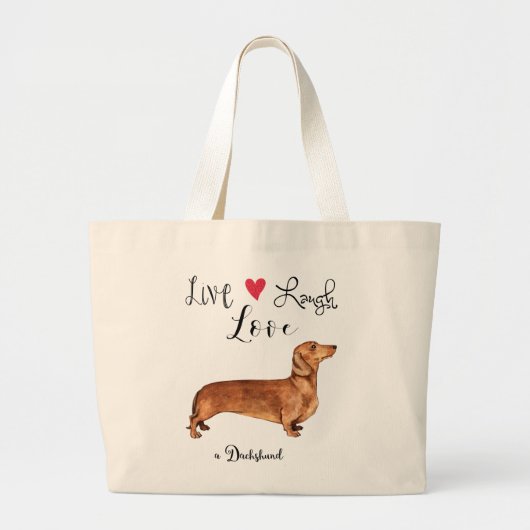 Live Laugh Love a Dachshund Large Canvas tas (Voorkant)