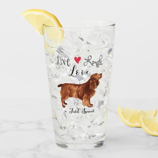 Live Laugh Love a Field Spaniel Glass Glas (Voorkant ijs)