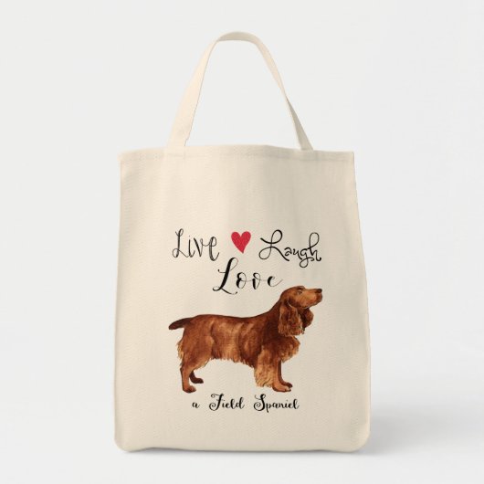 Live Laugh Love a Field Spaniel Large Canvas tas (Voorkant)