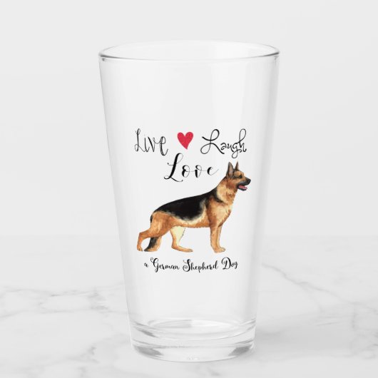 Live Laugh Love a German Shepherd Glas (Voorkant)