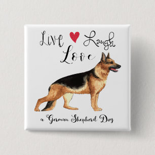 Live Laugh Love a German Shepherd Vierkante Button 5,1 Cm