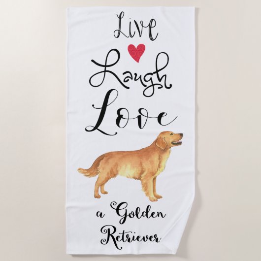 Live Laugh Love a Golden Retriever Beach Towel Strandlaken (Voorkant)