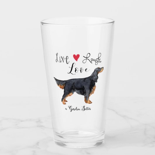 Live Laugh Love a Gordon Setter Glass Glas (Voorkant)