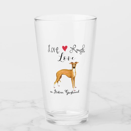 Live Laugh Love a Italy Greyhound Glass Glas (Voorkant)