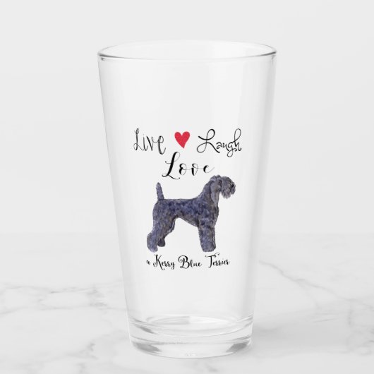 Live Laugh Love a Kerry Blue Terrier Glas (Voorkant)