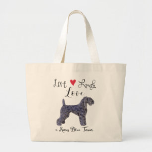 Live Laugh Love a Kerry Blue Terrier Grote Tote Bag