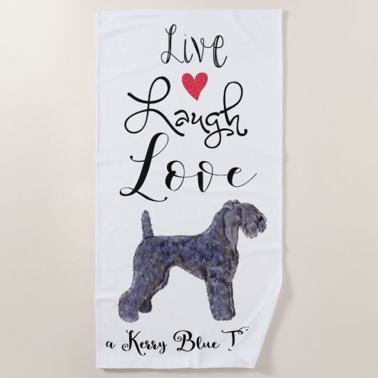 Live Laugh Love a Kerry Blue Terrier Strandlaken (Voorkant)