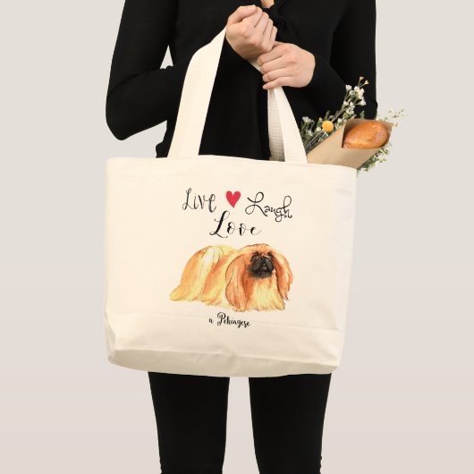 Live Laugh Love a Pekingese Large Canvas tas (Voorkant (product))
