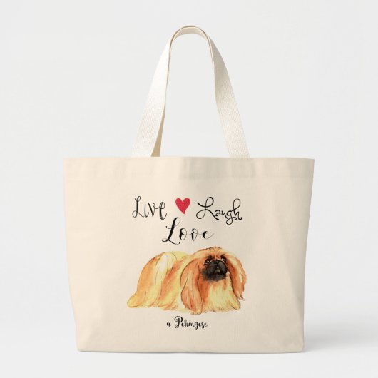 Live Laugh Love a Pekingese Large Canvas tas (Voorkant)
