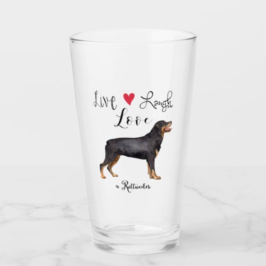 Live Laugh Love a Rottweiler Glas (Voorkant)