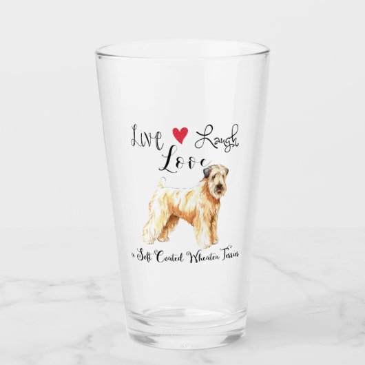 Live Laugh Love a Wheaten Glass Glas (Voorkant)