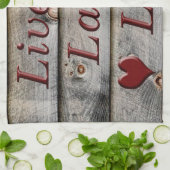 Live Laugh Love aan de zijkant van een schuur Theedoek (Gevouwen)