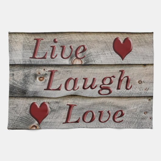 Live Laugh Love aan de zijkant van een schuur Theedoek (Horizontaal)