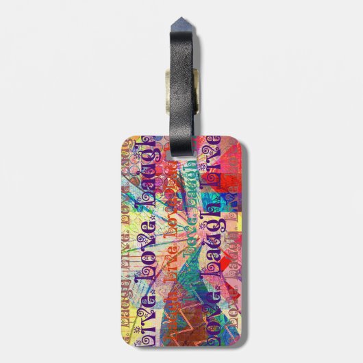 Live Laugh Love Abstract Textured Pset Pattern Bagagelabel (Achterkant verticaal)