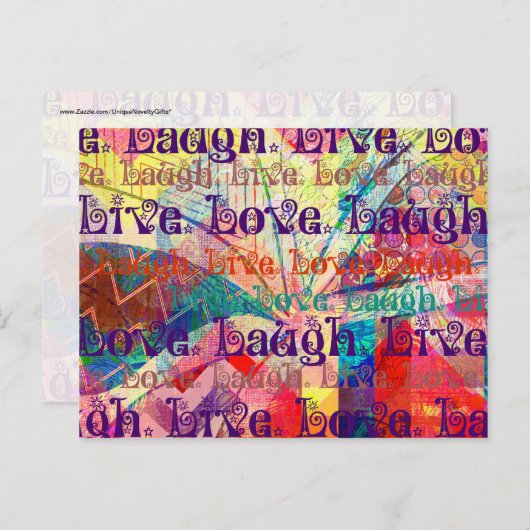 Live Laugh Love Abstract Textured Pset Pattern Briefkaart (Voorkant / Achterkant)