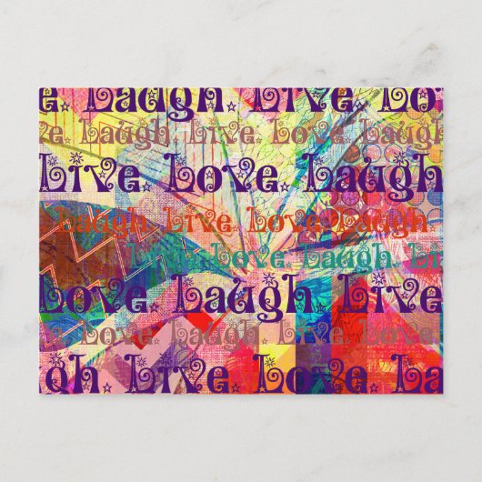 Live Laugh Love Abstract Textured Pset Pattern Briefkaart (Voorkant)