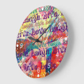 Live Laugh Love Abstract Textured Pset Pattern Grote Klok (Hoek)