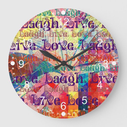 Live Laugh Love Abstract Textured Pset Pattern Grote Klok (Voorkant)