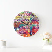 Live Laugh Love Abstract Textured Pset Pattern Grote Klok (Huis)