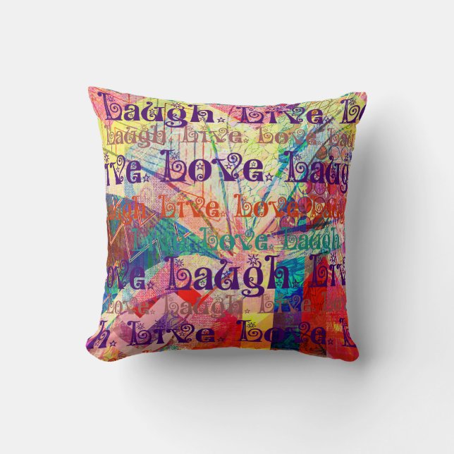 Live Laugh Love Abstract Textured Pset Pattern Kussen (Voorkant)