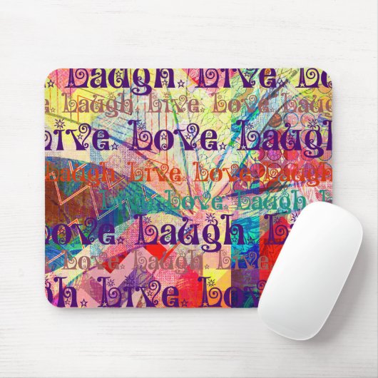 Live Laugh Love Abstract Textured Pset Pattern Muismat (Met muis)