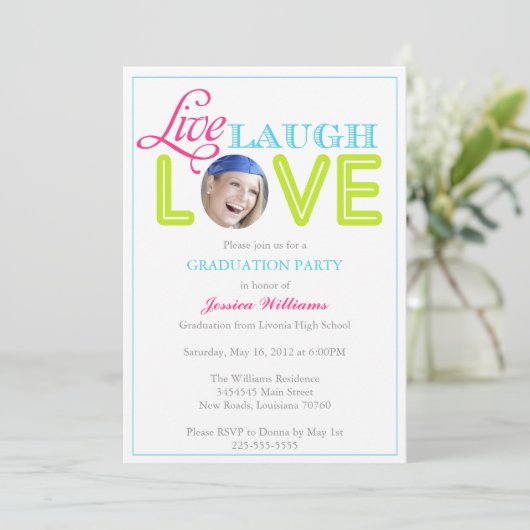 Live Laugh Love | Afstuderen Kaart (Staand voorkant)